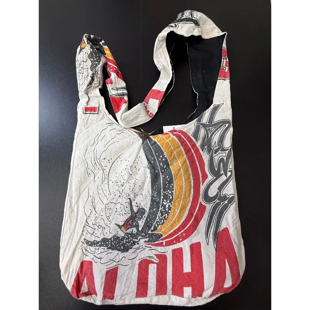 Aloha Flour Sack Purse Bag Cotton Tote Vintage Look Feed Sack Cross Body - Picture 2 of 8
